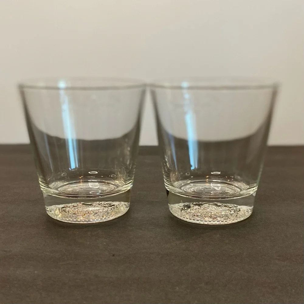 𝅺SET of 2 Crown Royal Whiskey Lowball Glass Tumblers Embossed